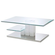 Couchtisch NILS - Hochglanz - weiß - Glasplatten